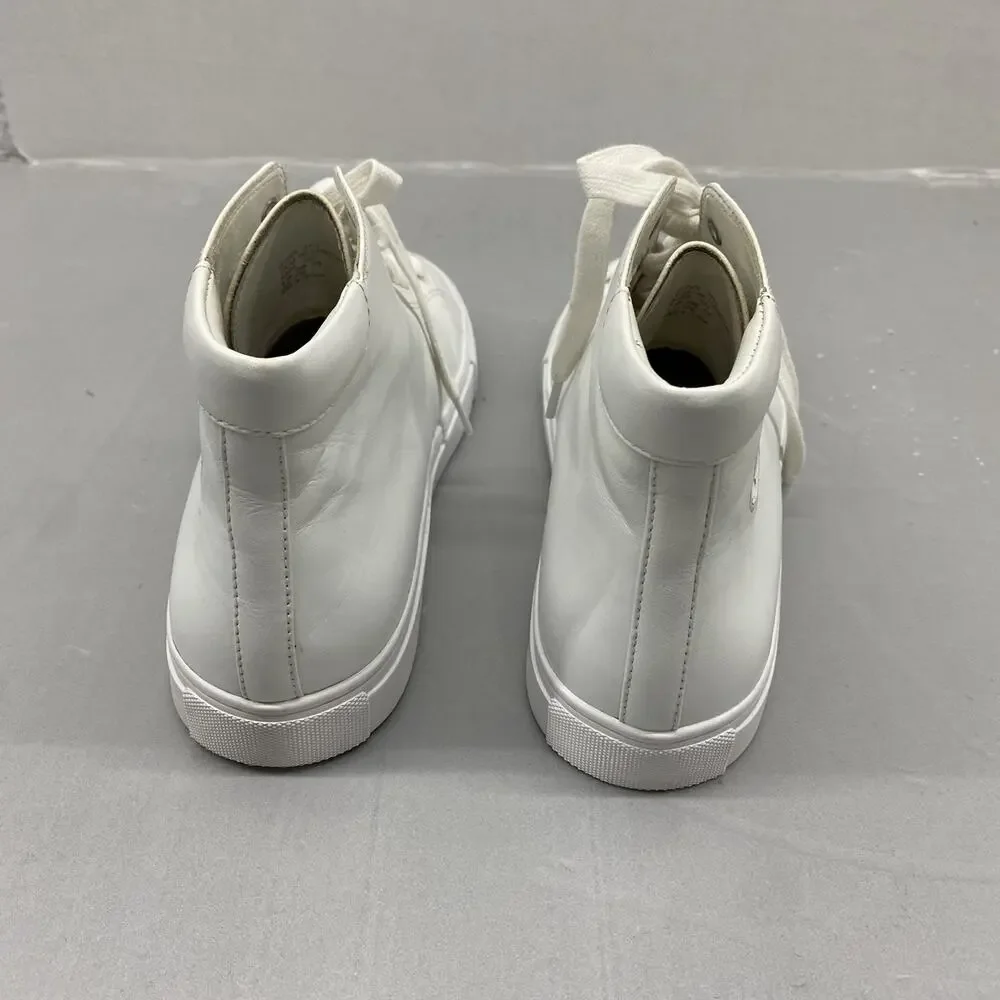 Tory Burch Nola High Top Sneakers Womens 8.5 White Leather Double T Logo 32702